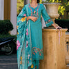 Dhiyona IE Floral Embroidered Pure Cotton Straight Kurta with Trousers & Dupatta