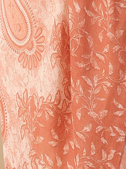 Dhiyona IE Floral Printed Thread Work Pure Cotton Straight Kurta & Trouser With Dupatta