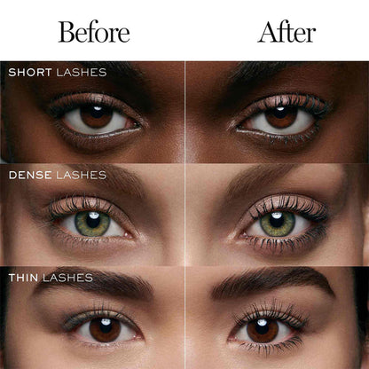 Lancome Lash Idole mascara for women with 24-hour wear, volumizing and lifting effect, black cylindrical tube with brush applicator
