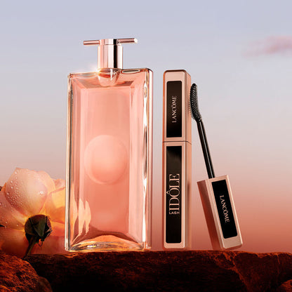 Lancome Lash Idole mascara for women with 24-hour wear, volumizing and lifting effect, in sleek black tube.