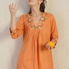 Dhiyona IE Embroidered Pure Cotton V-Neck Top With Trousers Co-Ords