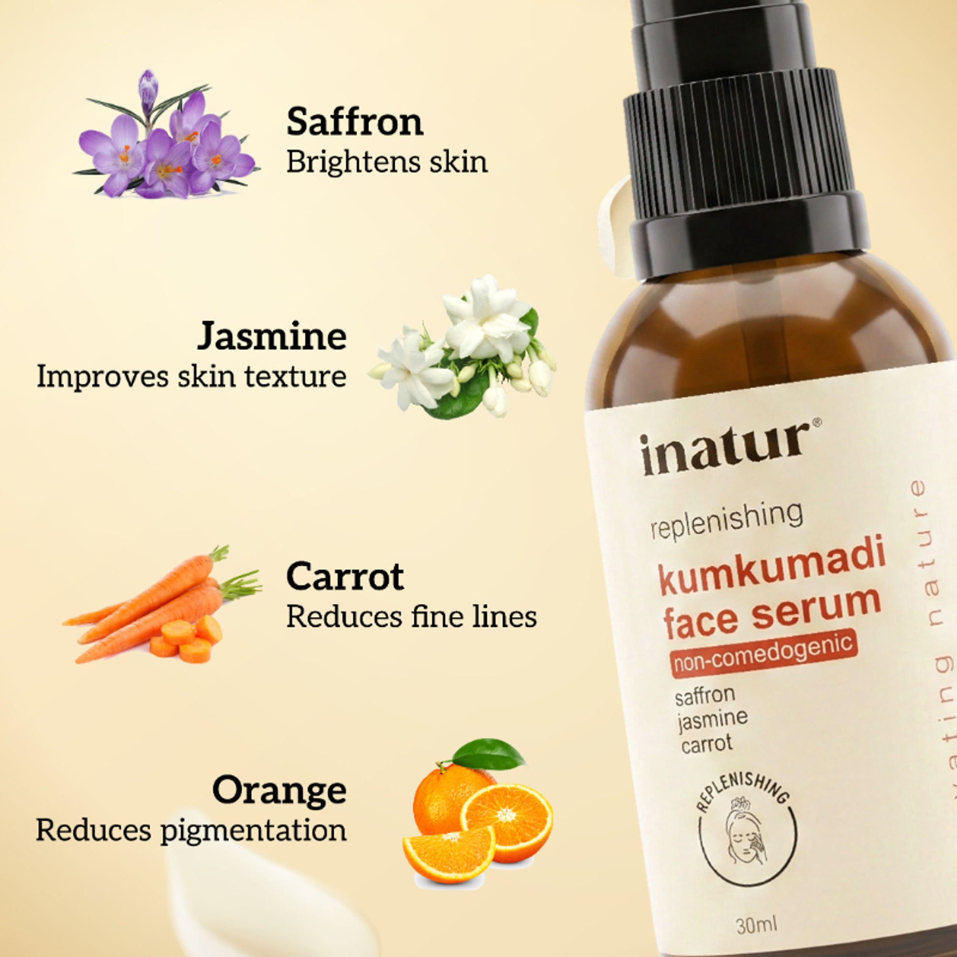 inatur Kumkumadi Face Serum, Ayurvedic Glow, Repairs Skin & Enhances Radiance