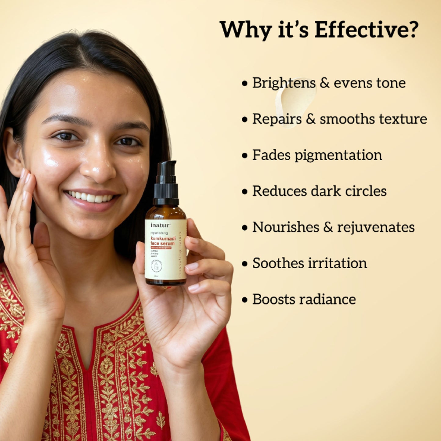 inatur Kumkumadi Face Serum, Ayurvedic Glow, Repairs Skin & Enhances Radiance