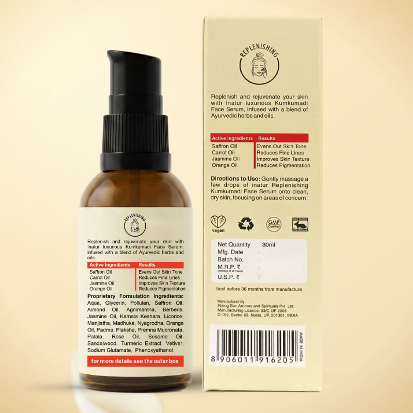 inatur Kumkumadi Face Serum, Ayurvedic Glow, Repairs Skin & Enhances Radiance
