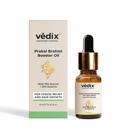 Vedix Brahmi Booster Hair Oil - De-Stress & Hair Growth - Prabal Brahmi Booster Oil