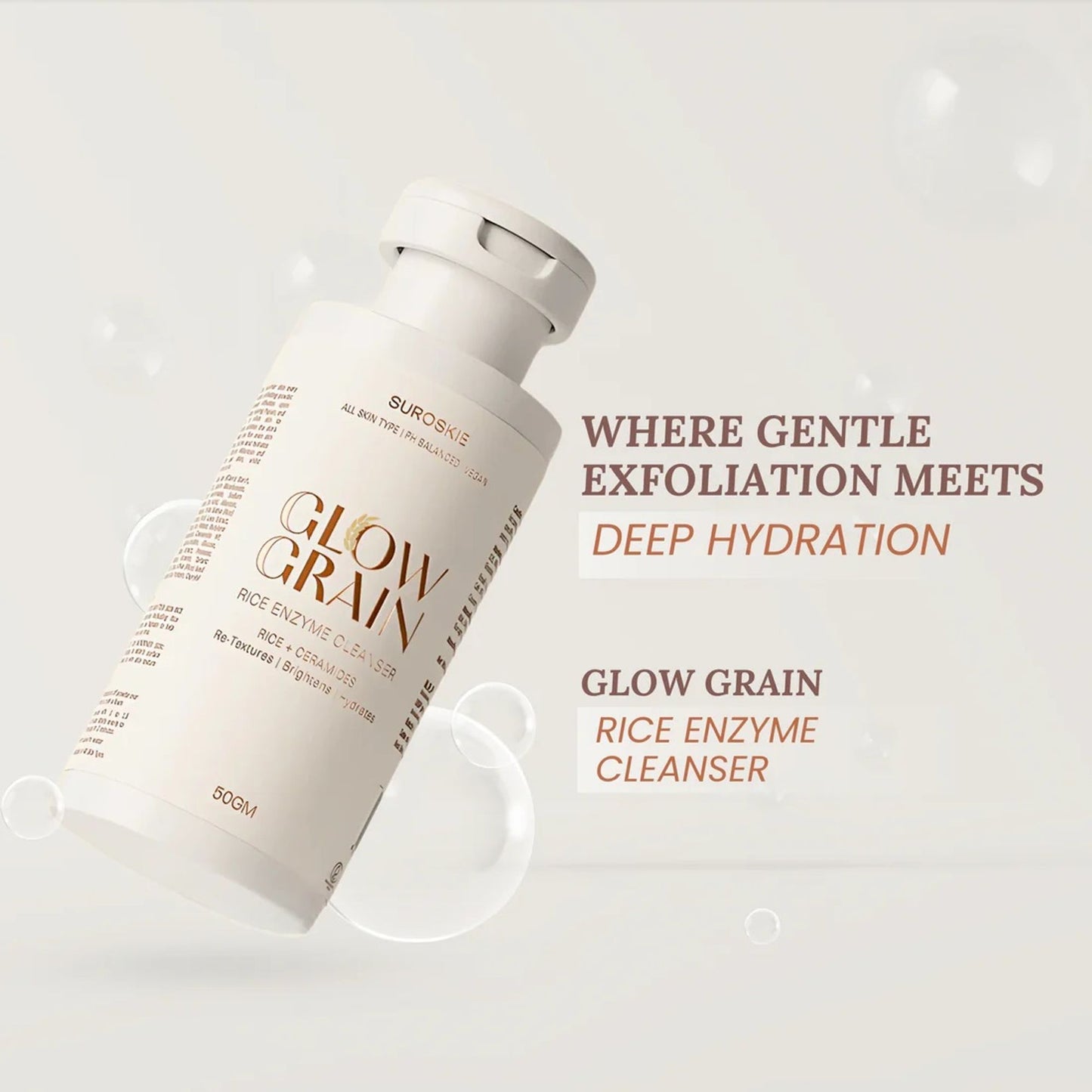SUROSKIE Glow Grain Rice Enzyme Cleanser For Glowing & Hydrated Skin