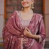 Indyancart IE Ethnic Motifs Embroidered Kurta With Trousers & Dupatta