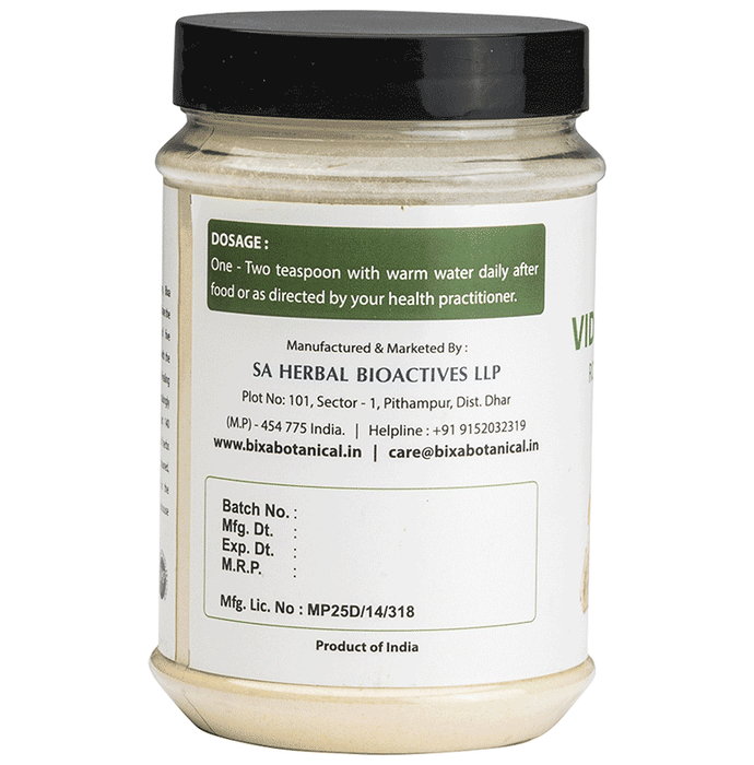 Bixa Botanical Vidarikand powder in a jar, Ayurvedic herbal powder for wellness and traditional health benefits.