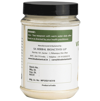 Bixa Botanical Vidarikand powder in a jar, Ayurvedic herbal powder for wellness and traditional health benefits.