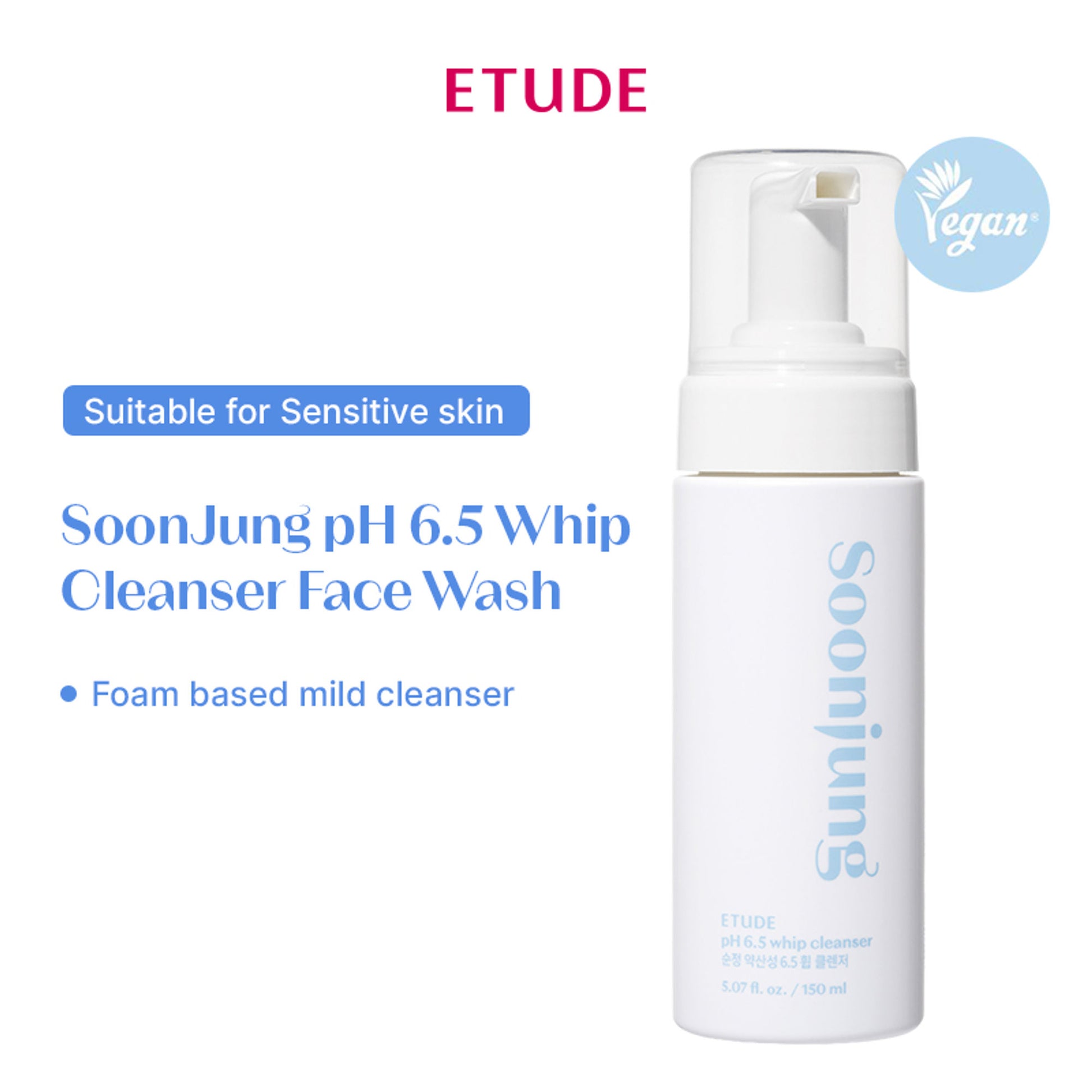 ETUDE SoonJung pH 6.5 Whip Cleanser Face Wash