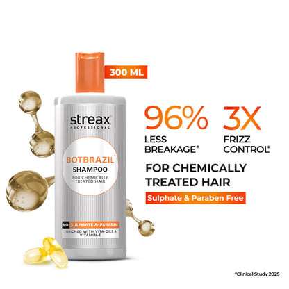 Streax Professional BotBrazil Paraben Free Shampoo for Chemically Treated & Damaged Hair