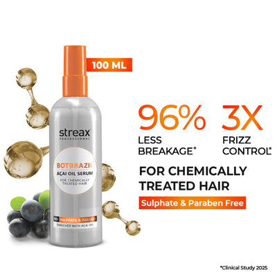 Streax Professional BotBrazil Acai Oil Hair Serum for Frizz Control & Shine