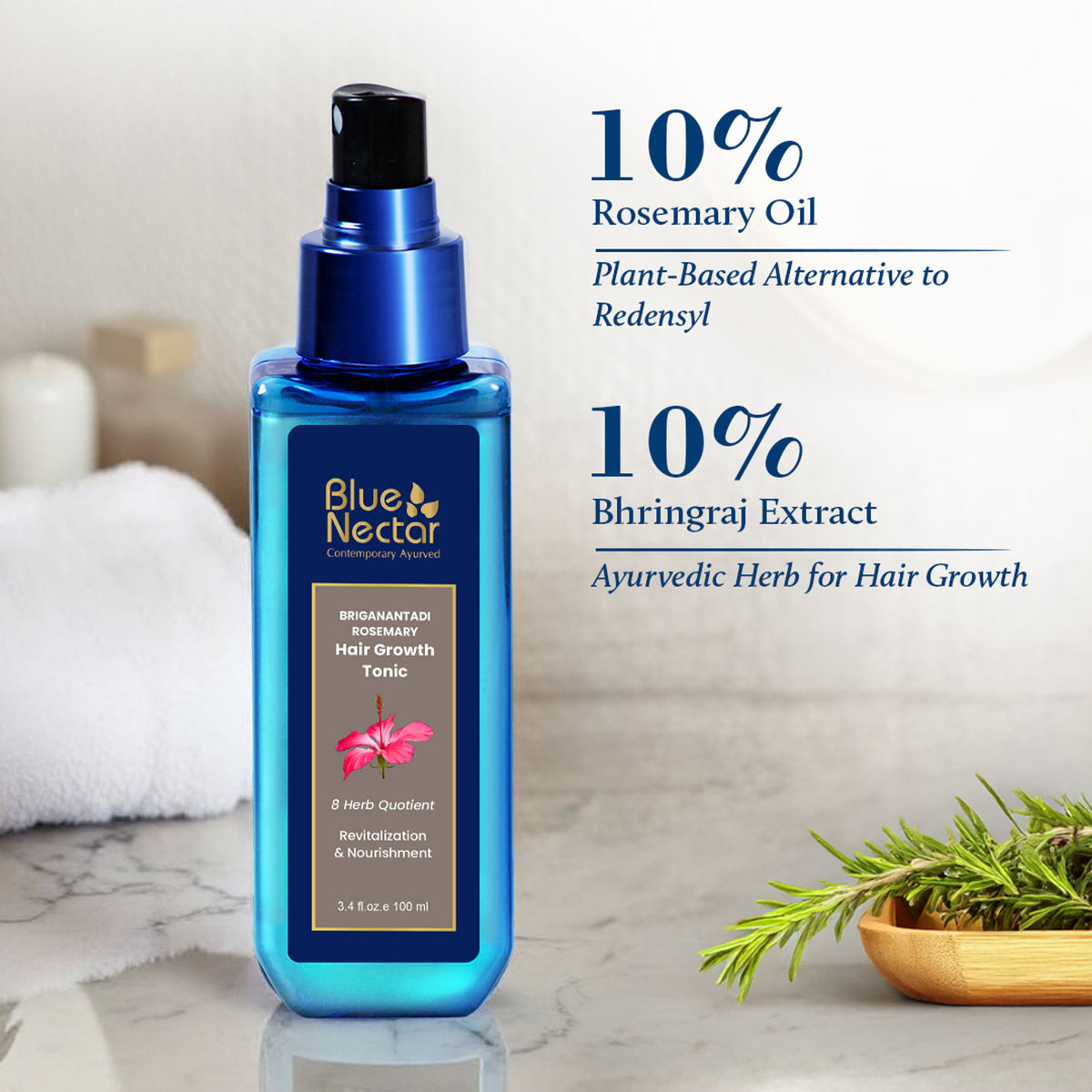 Blue Nectar Briganantadi Hair Tonic with Almond Rosemary Oil for Hair Growth