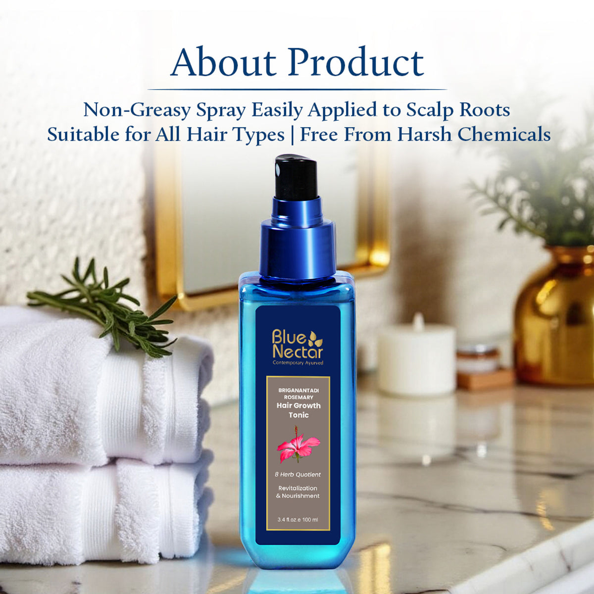 Blue Nectar Briganantadi Hair Tonic with Almond Rosemary Oil for Hair Growth