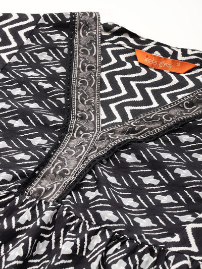 Dhiyona IE Printed Panelled Pure Cotton Kurta with Trousers