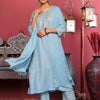 Dhiyona VA Women'sBlue Floral Embroidered Mirror Work Straight Kurta With Trousers & Dupatta