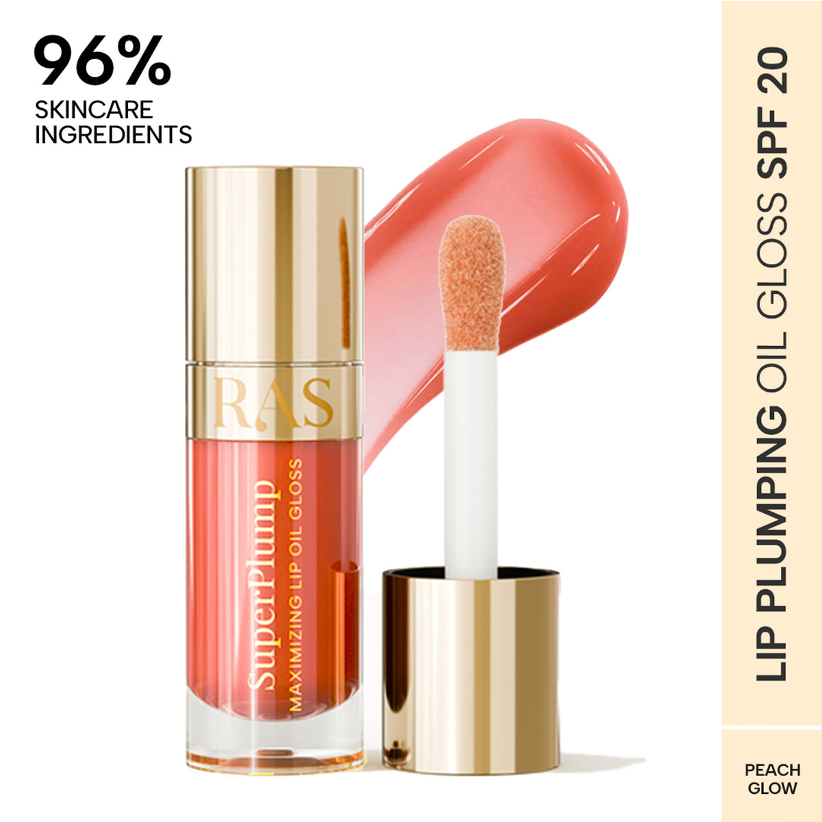 RAS Luxury Oils Super Plump Maximizing Lip Oil Gloss - Peach Glow