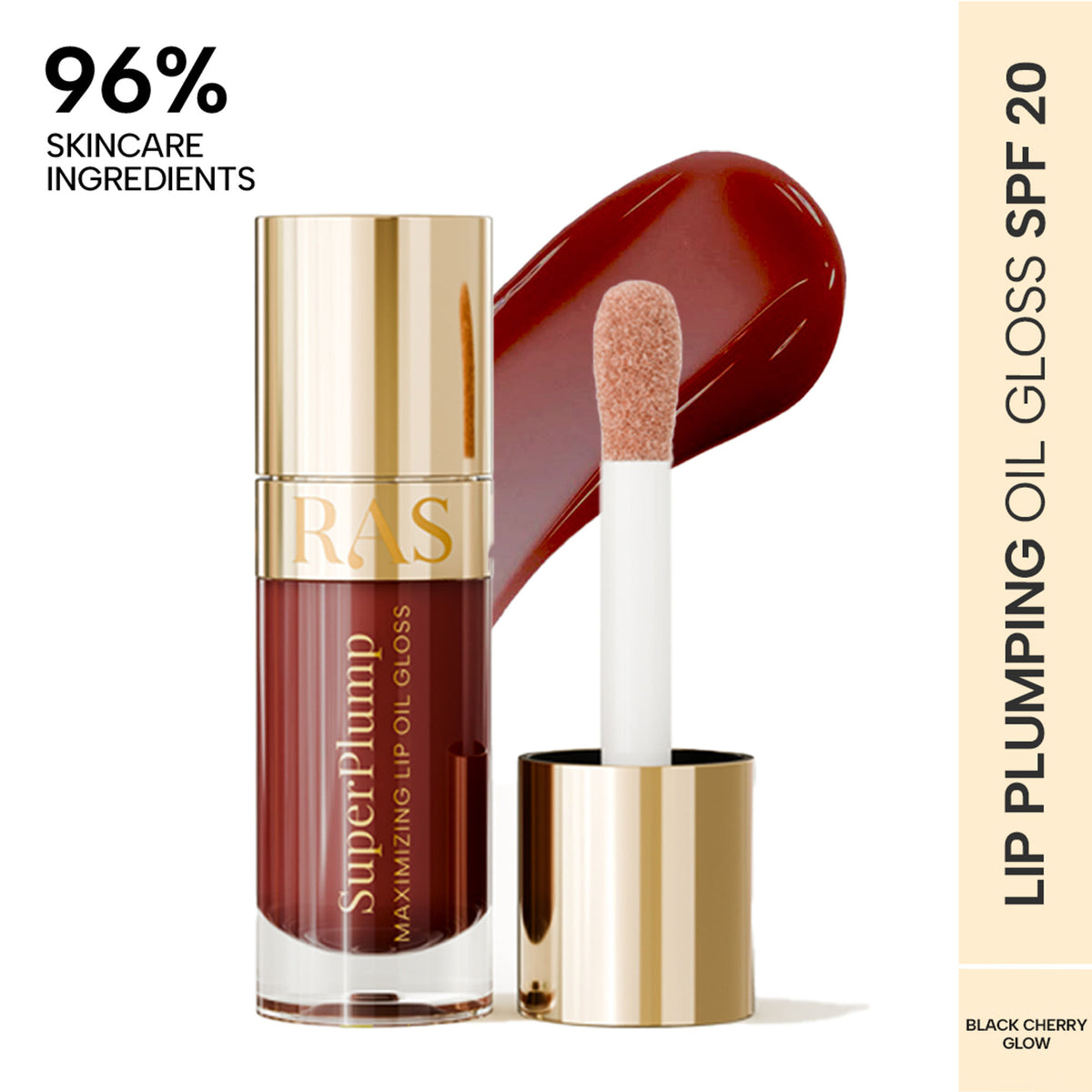RAS Luxury Oils Super Plump Maximizing Lip Oil Gloss - Black Cherry Glow