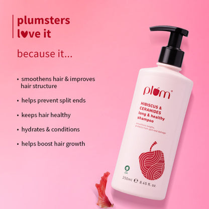 Plum Hibiscus & Ceramides Long & Healthy Shampoo For Smooth Hair