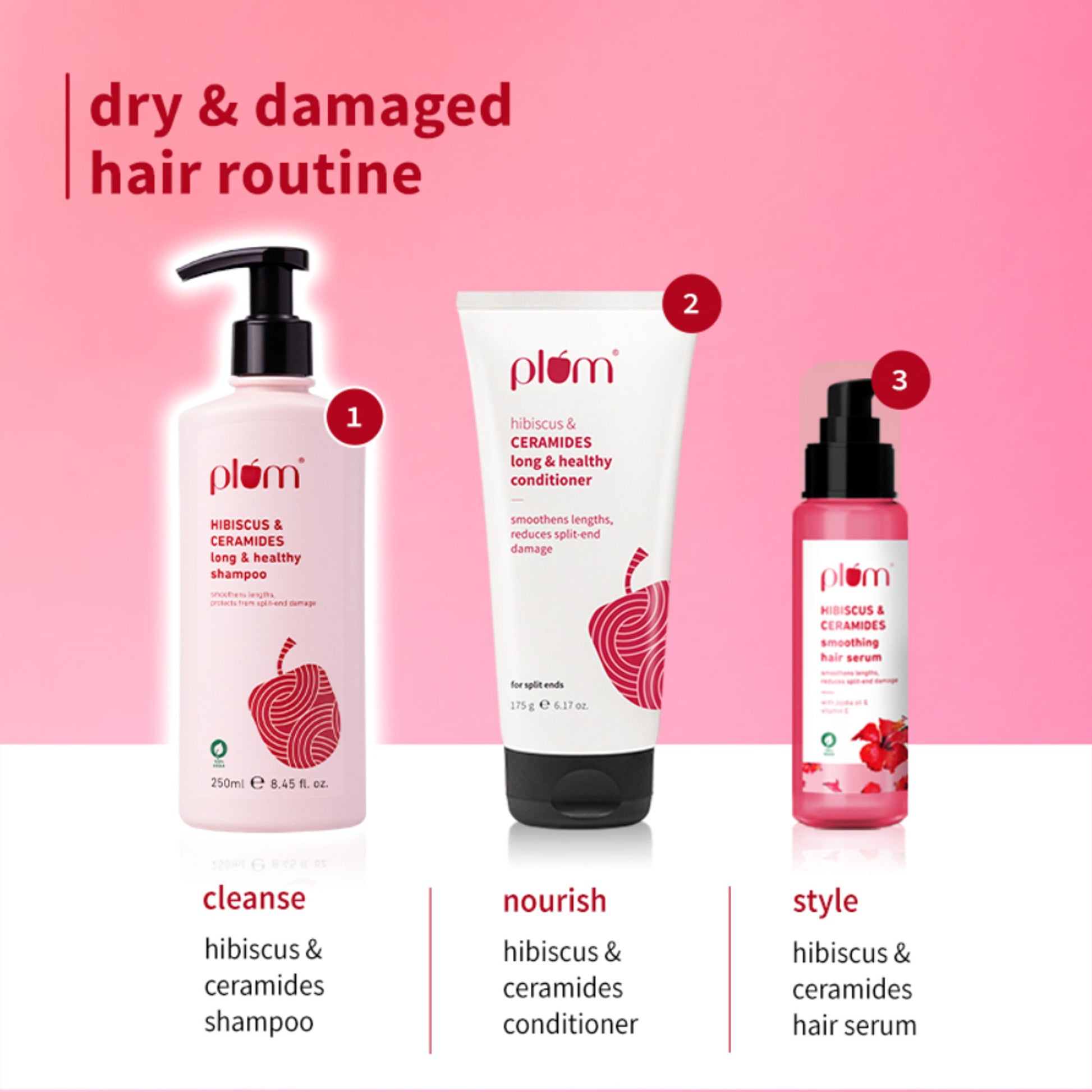Plum Hibiscus & Ceramides Long & Healthy Shampoo For Smooth Hair