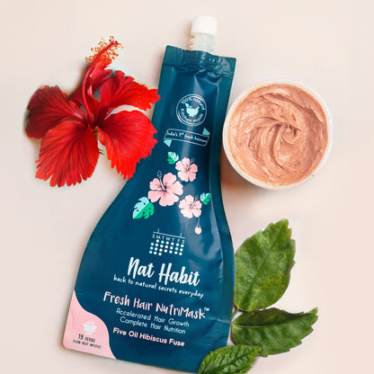 Nat Habit Hibiscus Hair Growth Hair Mask for Dry and Frizzy Hair & Brightening Ubtan Face Wash,Detan