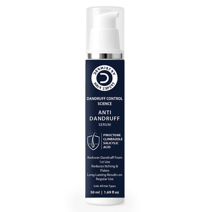 DERMISTRY Anti Dandruff Hair Serum Piroctone Climbazole Salicylic Acid For Flakes Dry Itchy Scalp