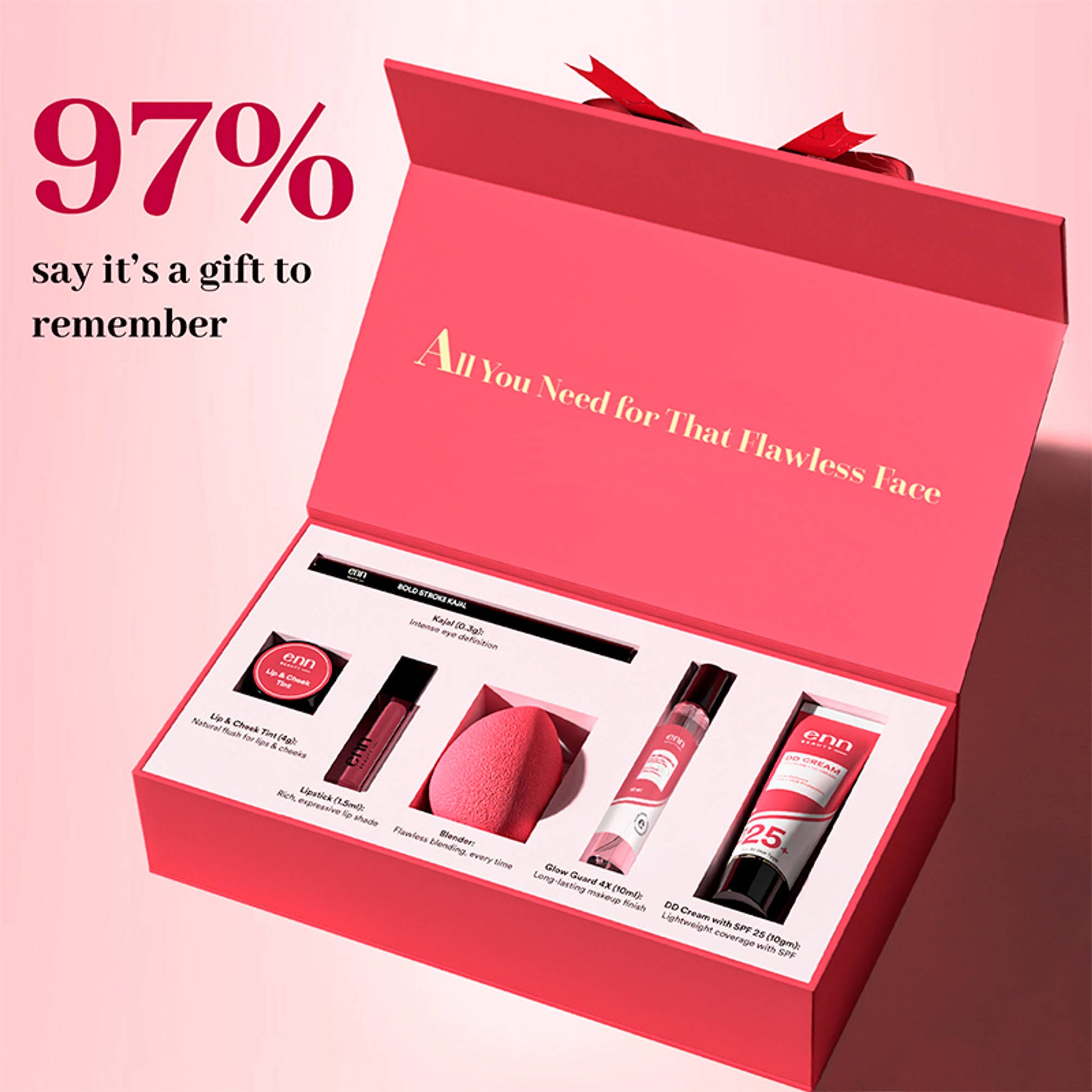 ENN The Glam Edit Makeup Kit, DD Cream, Kajal, Lipstick, Tint, 4-in-1 Mist & Blender Gift Set