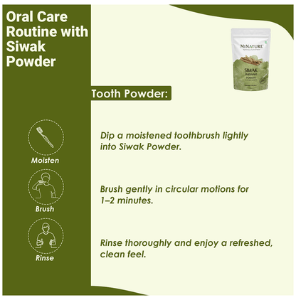 Miniature Miswak tooth powder in a small container, natural herbal dental product for oral hygiene and freshening breath.