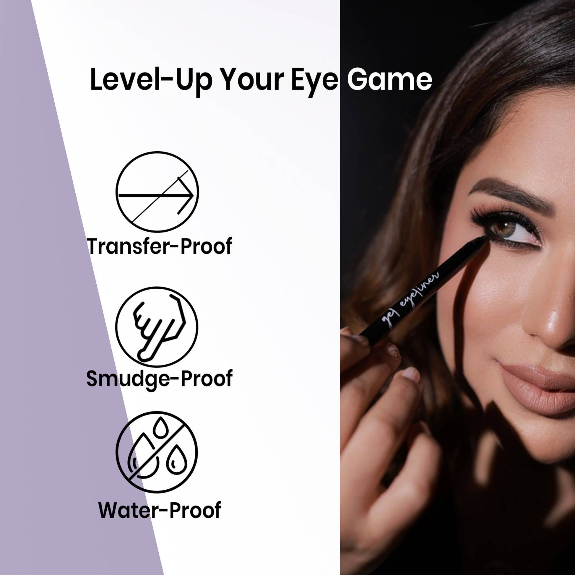 Oceglow Waterproof Eyeliner Gel, Smudge-Proof & Long-Lasting Intense Color Payoff - Brown