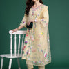 Dhiyona IE Floral Embroidered Pure Cotton Kurta with Trousers & Dupatta