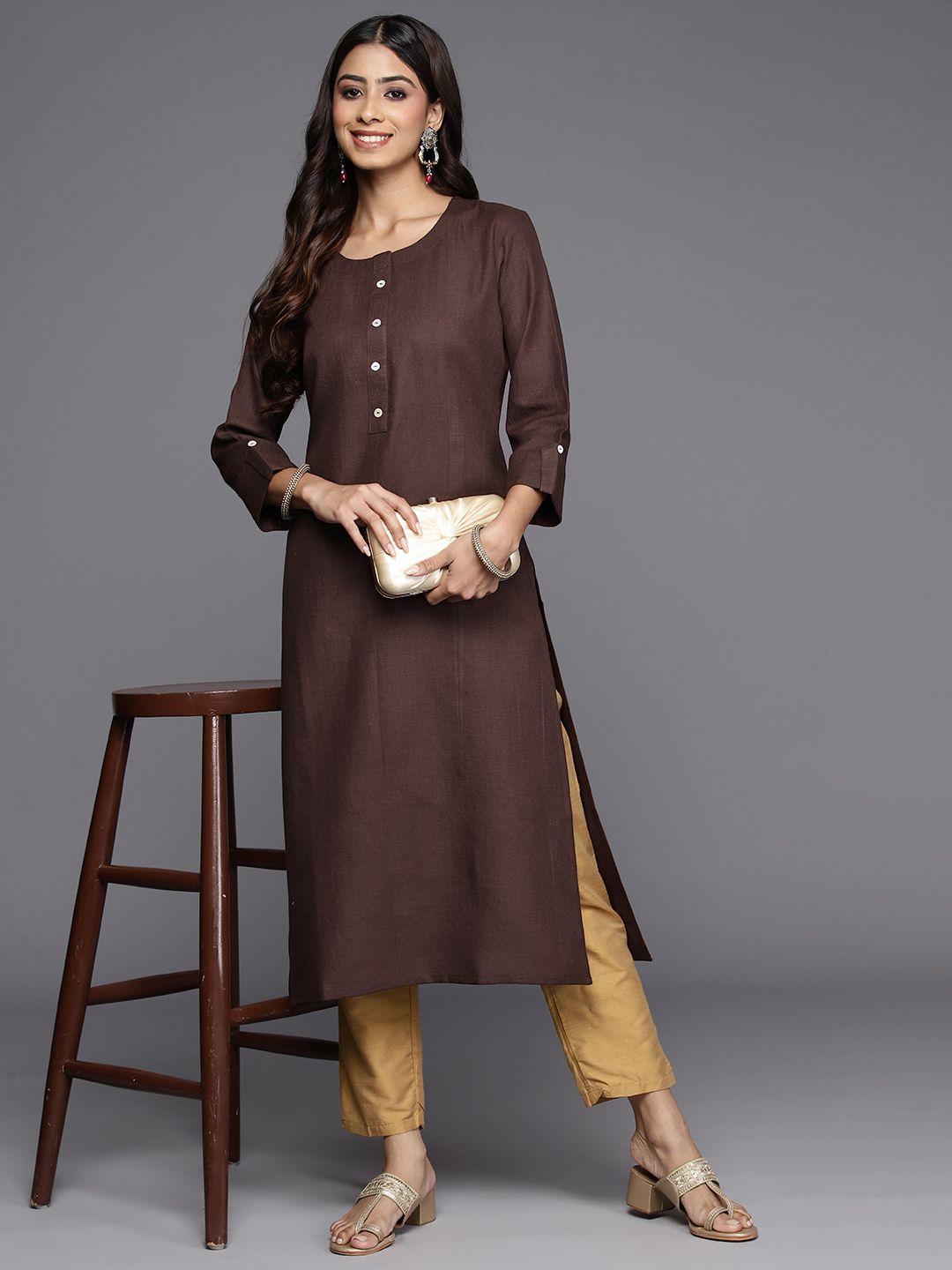 Indyancart IE Women Solid Kurta