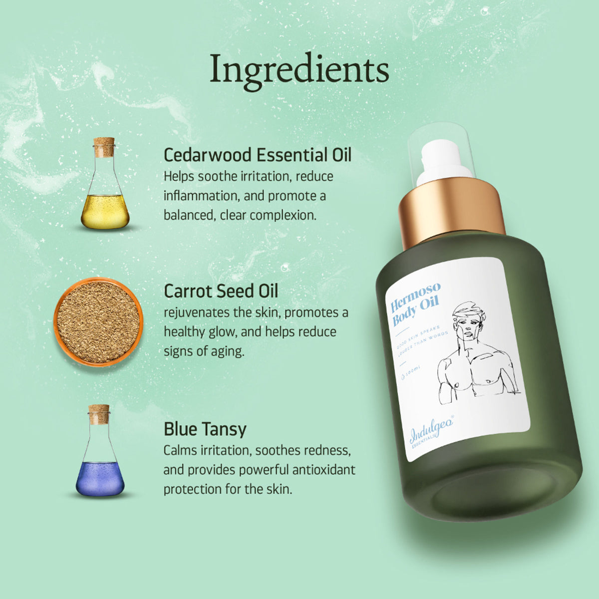 Indulgeo Essentials Hermoso Body Oil For Men, Helps in Reducing Dryness & Dullness