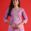 Dhiyona IE Bandhani Printed Round Neck Long Sleeves Straight Cotton Kurta