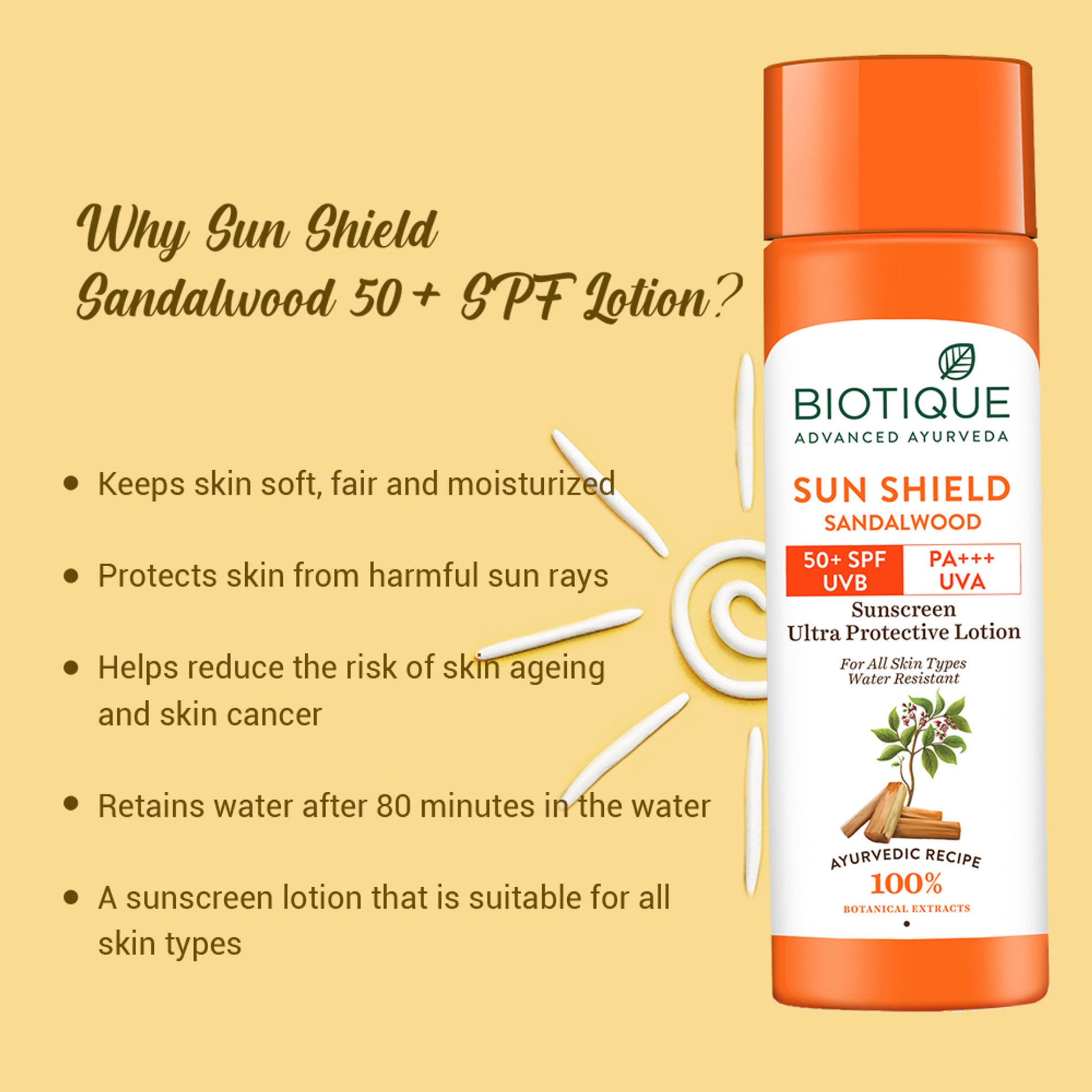 Biotique Bio Sun Shield Sandalwood Ultra Protective Face Lotion SPF 50+ Sunscreen