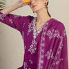 Dhiyona IE Women Floral Printed Regular Sequinned Cotton Kurta with Trousers & Dupatta