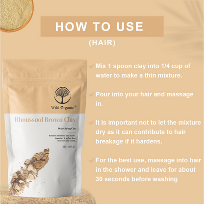 Wild Organic Rhoussuol Brown Detoxifying Clay Powder