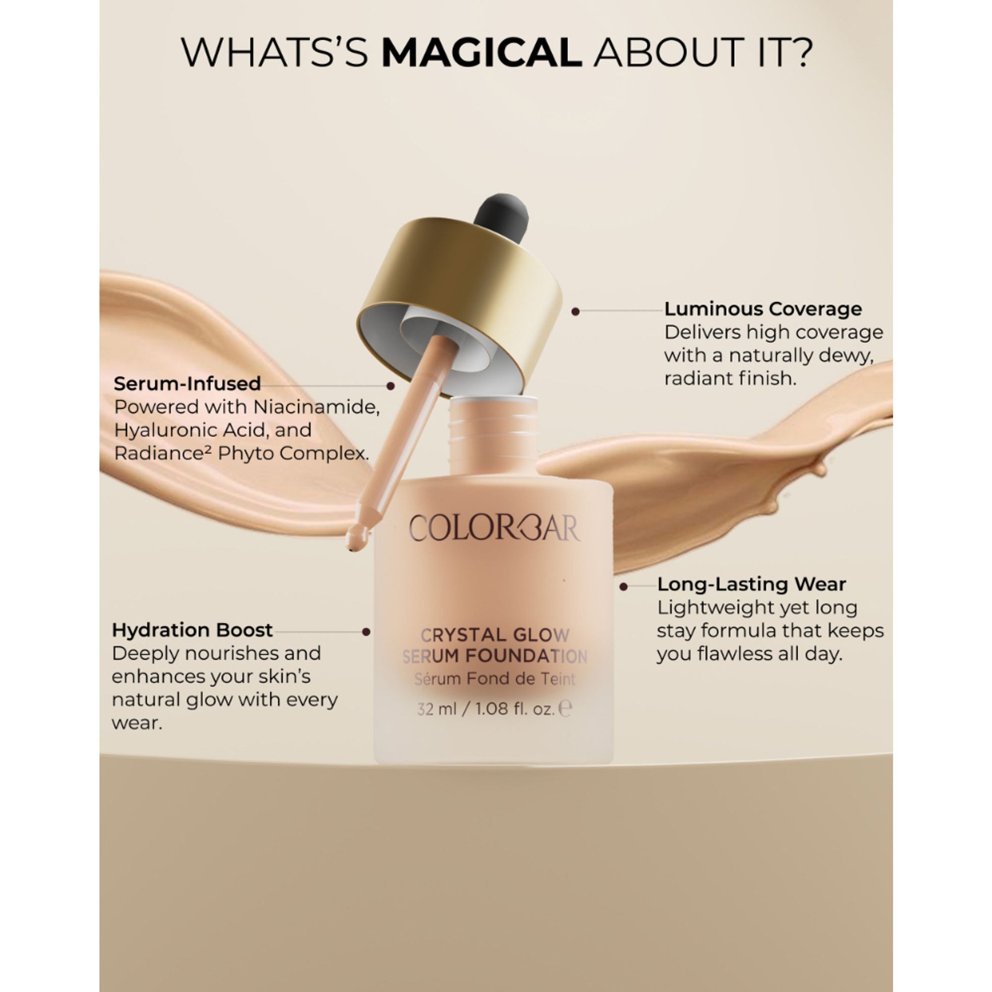 Colorbar Crystal Glow Serum Foundation - Sfc 7.1