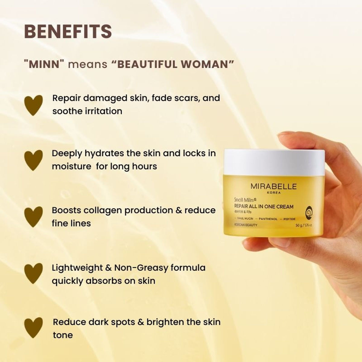 Mirabelle Korea Snail Miin Repair All In One Moisturing Cream