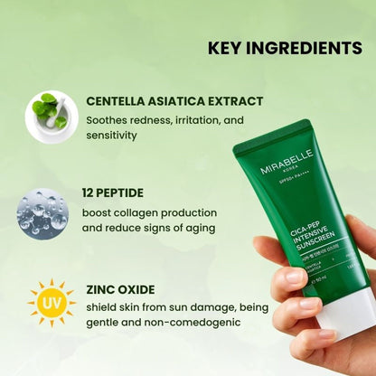 Mirabelle Korea Cica + Peptide Intensive Sunscreen SPF 50+ PA++++