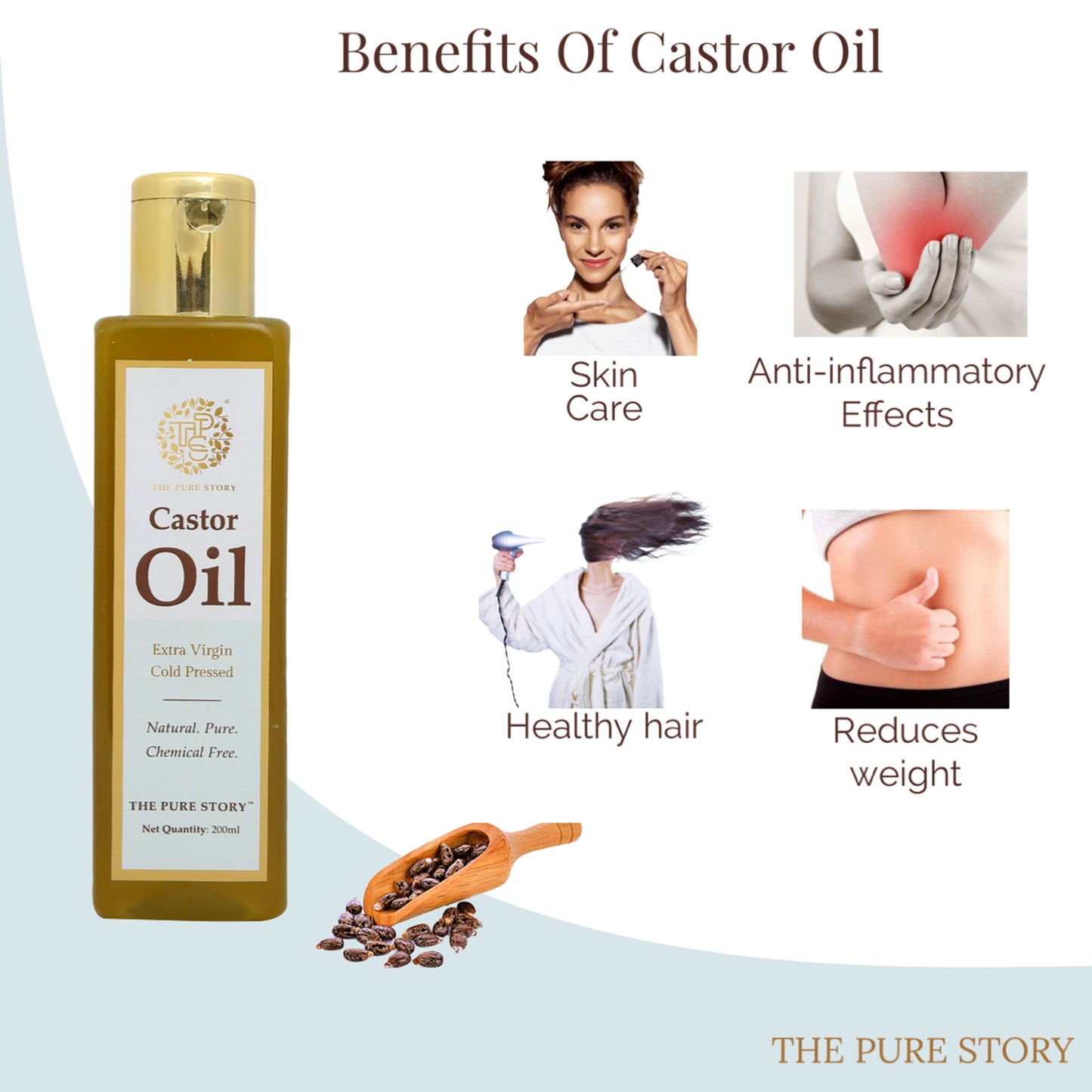 The Pure Story Natural Cold Pressed Oil for Skin & Hair with Castor