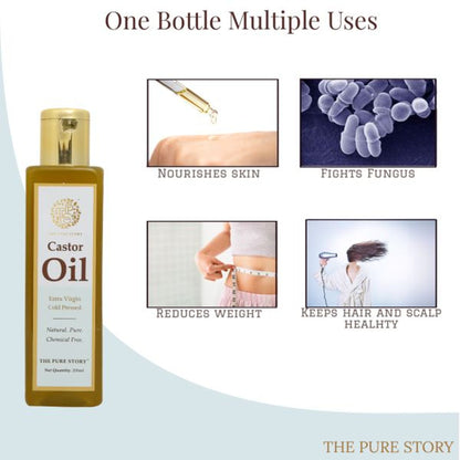The Pure Story Natural Cold Pressed Oil for Skin & Hair with Castor