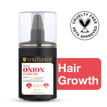 Soulflower Onion Hair Oil Enriched with Amla & Peppermint For Hair Growth & Hair Fall Control