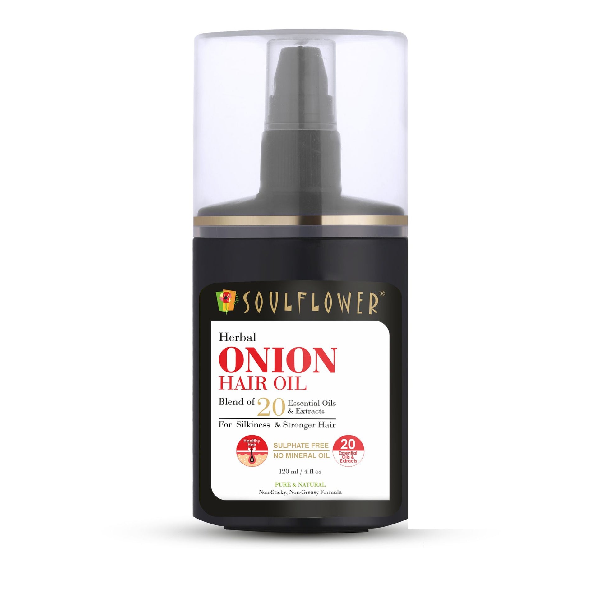 Soulflower Onion Hair Oil Enriched with Amla & Peppermint For Hair Growth & Hair Fall Control