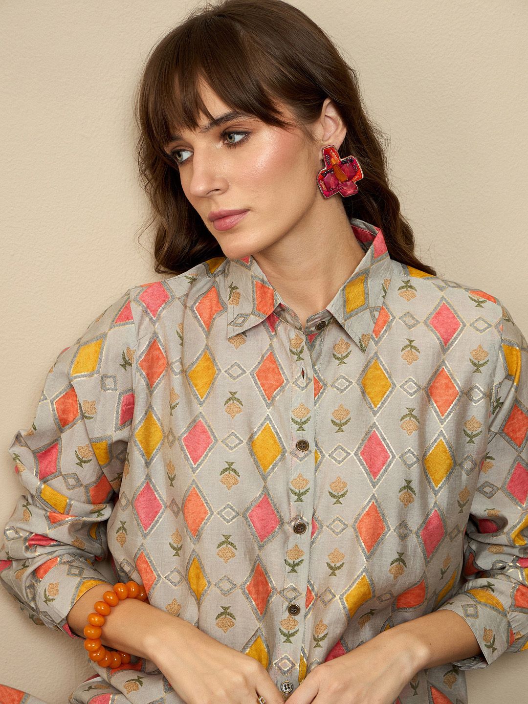 Dhiyona IE Printed Shirt With Trousers