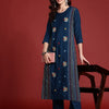 Dhiyona IE Floral Embroidered Panelled Thread Work Kurta with Trousers