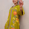 Dhiyona IE Women Floral Printed Shirt Collar Straight Kurta with Palazzos