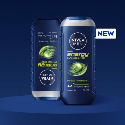 NIVEA MEN Body Wash, Energy with Mint Extracts, Shower Gel for Body, Face & Hair