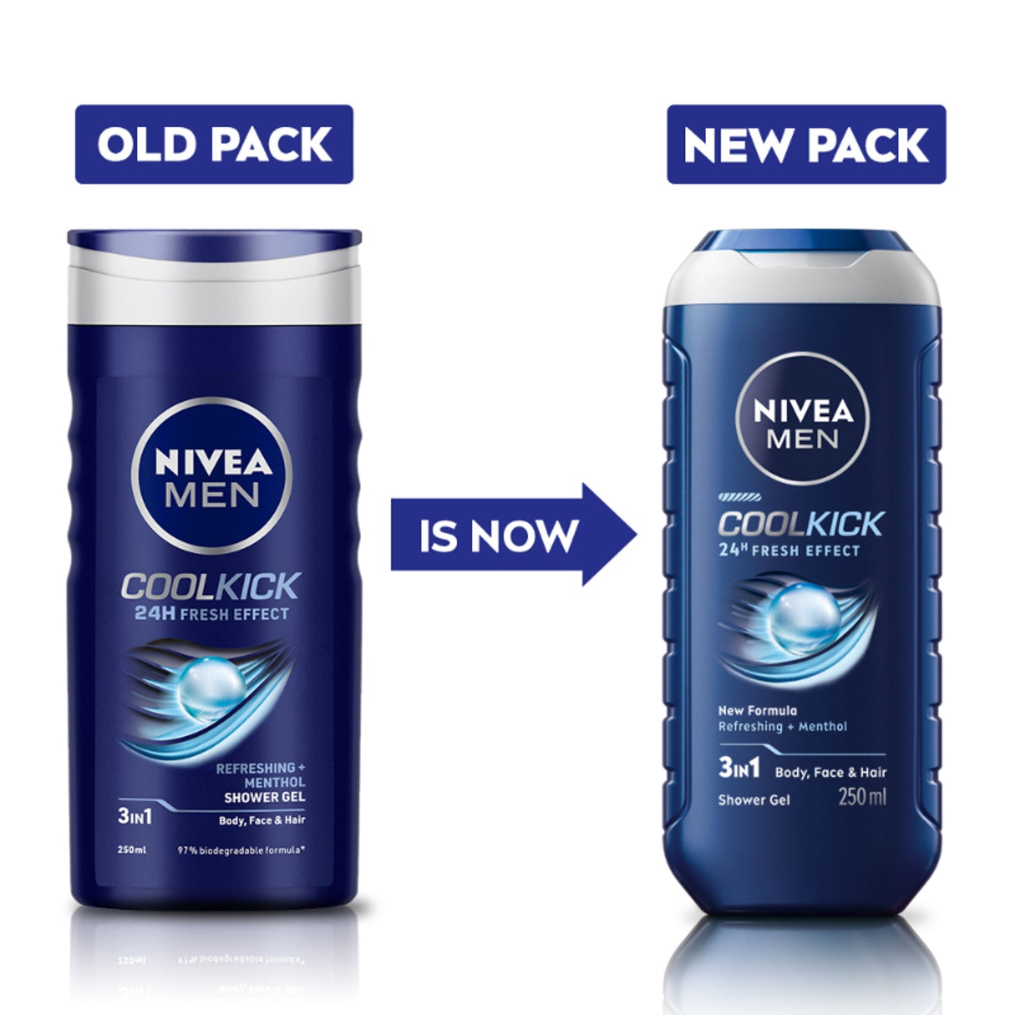 NIVEA MEN Body Wash, Cool Kick with Refreshing Icy MENthol, Shower Gel for Body, Face & Hair