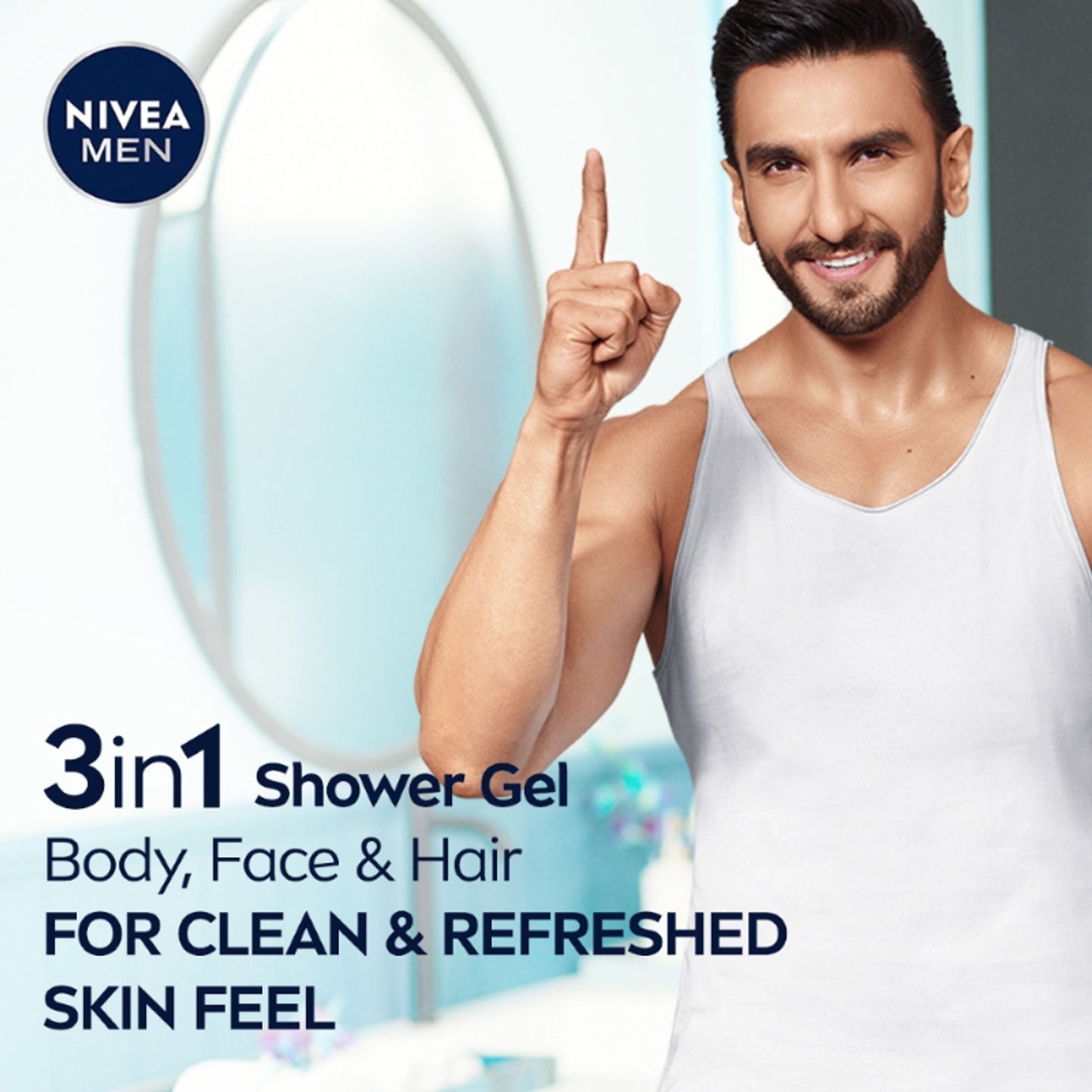 NIVEA MEN Body Wash, Deep Impact, 3 in 1 Shower Gel for Body, Face & Hair, with Microfine Clay