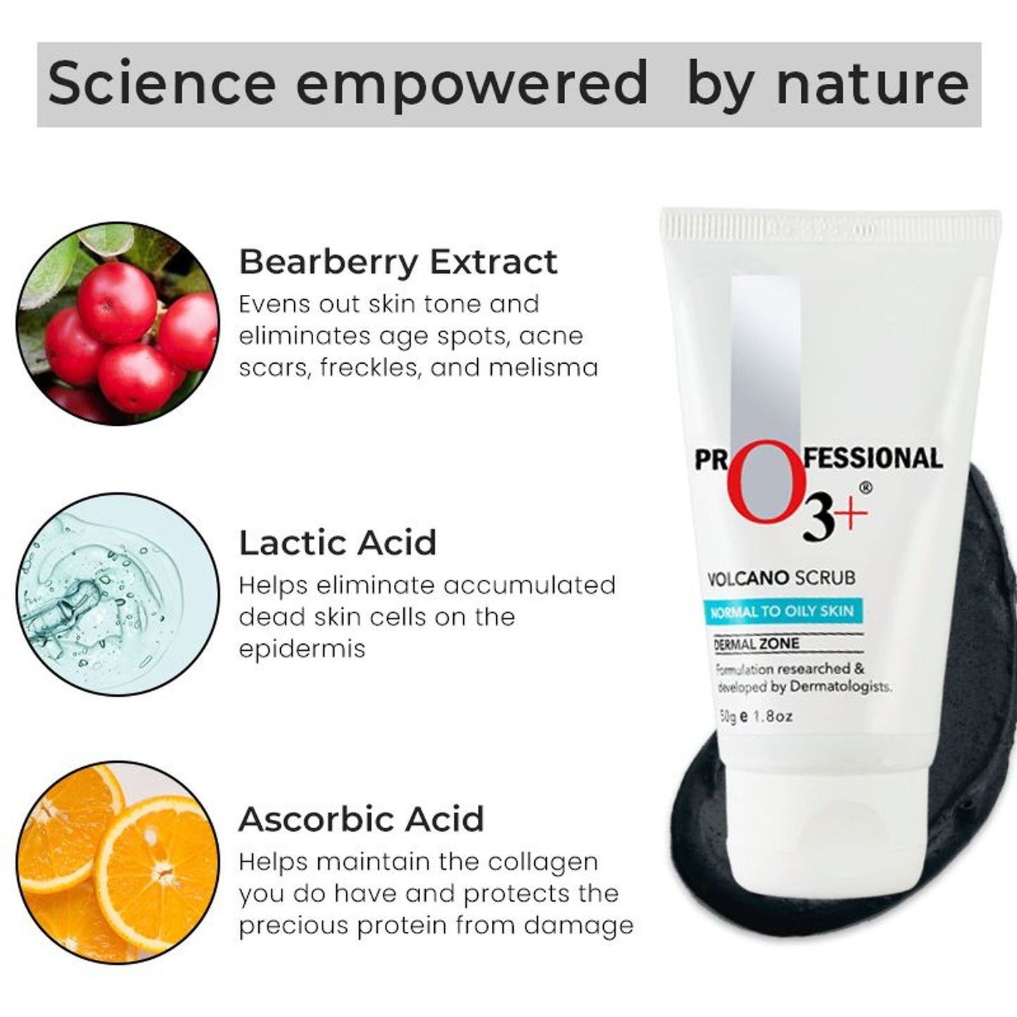 O3+ Volcano Scrub Normal To Oily Skin For Blackheads & Instant Brightening